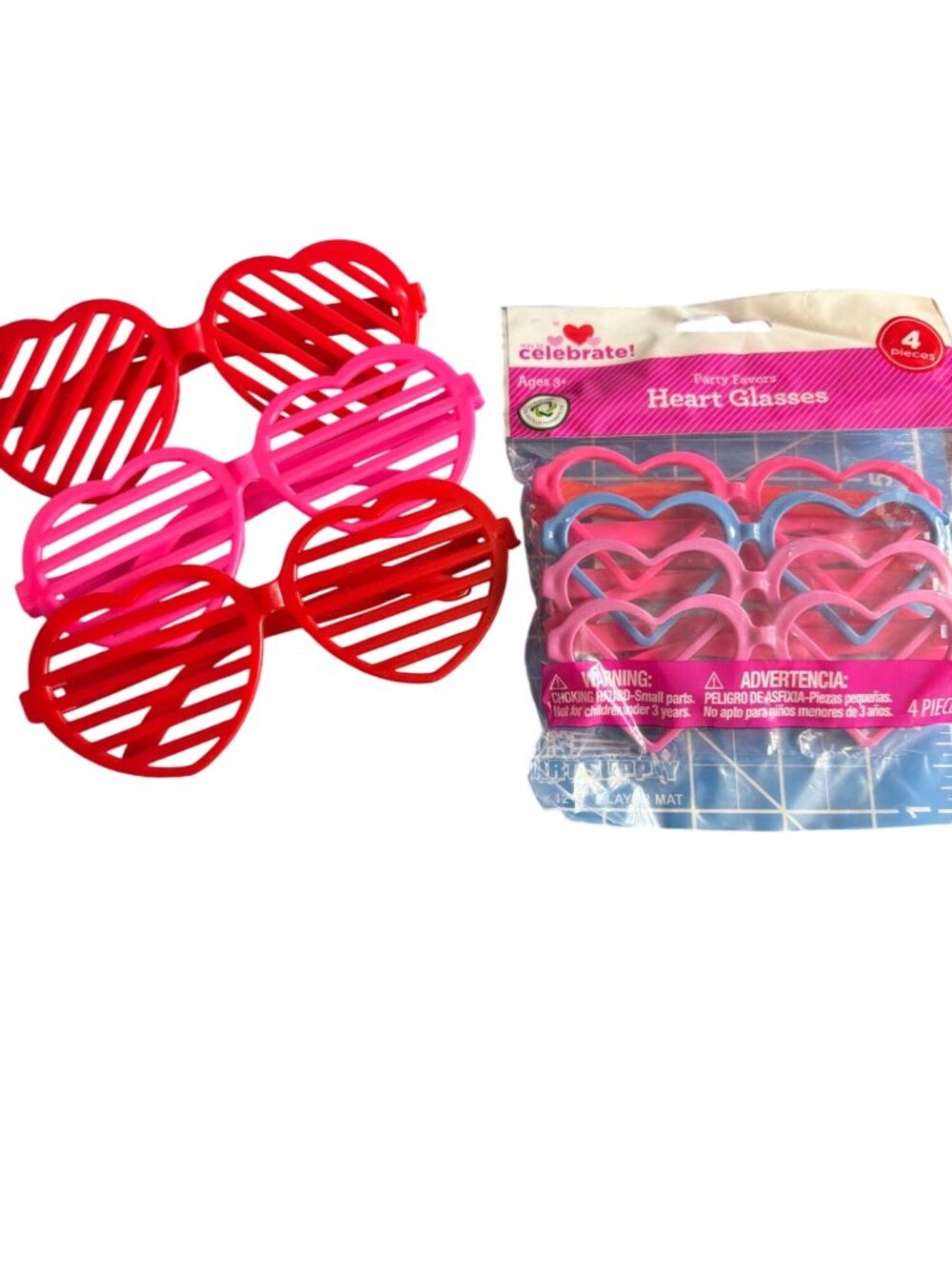 Heart Shaped Party Favor Glasses Slotted Design 7 Pairs Plastic Cosplay New
